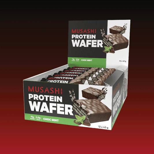 Musashi Protein Bar Choc Mint Protein Wafer Bar 40G (Box of 12 Bars)